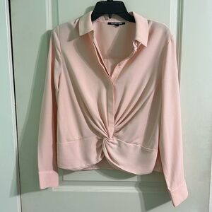 Gianni Bini Light Pink Front Twist Longsleeve Blouse size Medium